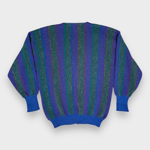 Peruvian Connection Women's 100% Alpaca Cardigan Purple Green Sweater Size M - Picture 10 of 16